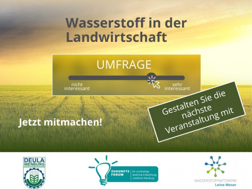 blauer Wasserfleck mit Text H2 Umfrage