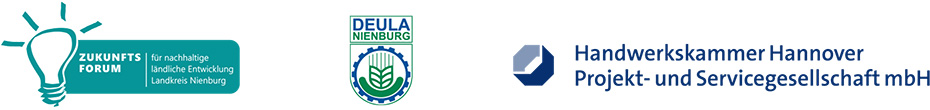 Logoleiste aus Logo Zukunftsforum Logo Deula Logo Handwerkskammer Projekt- und Servicegesellschaft